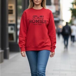 REASON WOMEN'S RED CREW NECK "HOMIES" SWEATSHIRT L